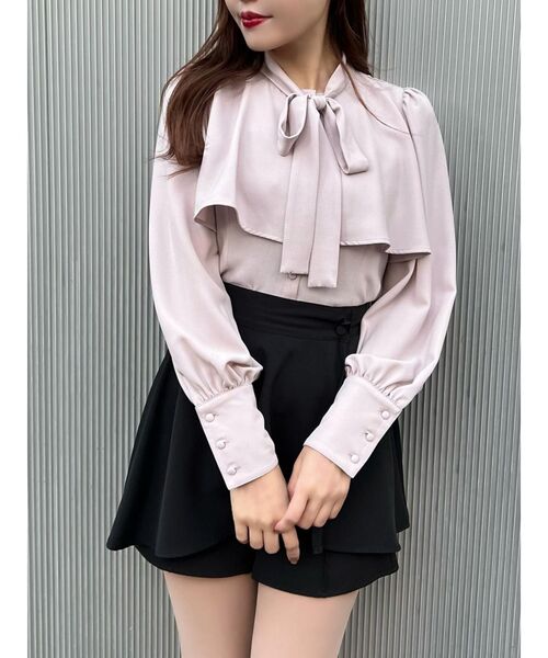 EATME（イートミー）の「ボウタイブラウス（シャツ/ブラウス・レディース・グリーン/オフホワイト/ピンク/ブラック・FREE）」の4枚目の写真