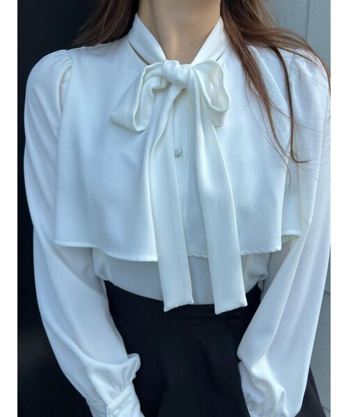 EATME（イートミー）の「ボウタイブラウス（シャツ/ブラウス・レディース・グリーン/オフホワイト/ピンク/ブラック・FREE）」の6枚目の写真