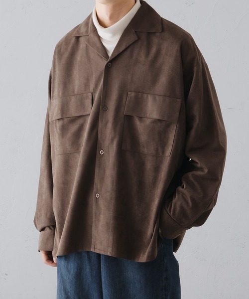 セール】フェイクスエードオープンカラーシャツ（シャツ/ブラウス