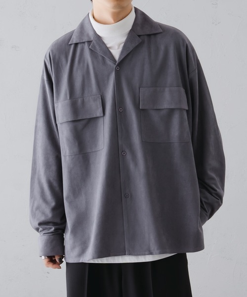 セール】フェイクスエードオープンカラーシャツ（シャツ/ブラウス