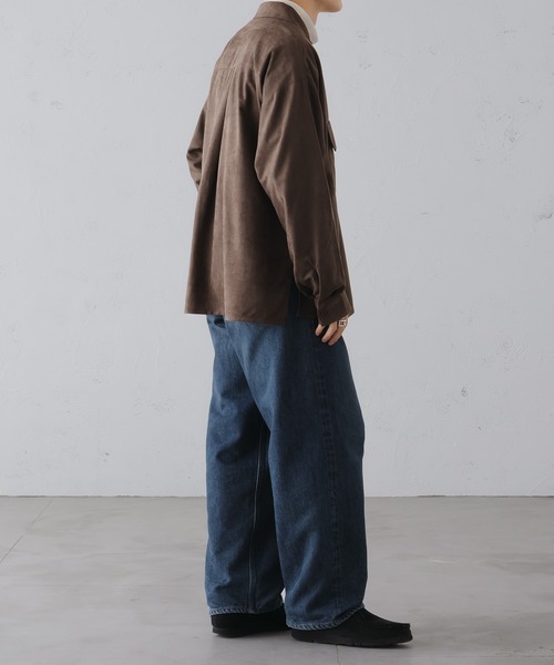 Enof スウェードシャツ セール】フェイクスエードオープンカラーシャツ（シャツ/ブラウス