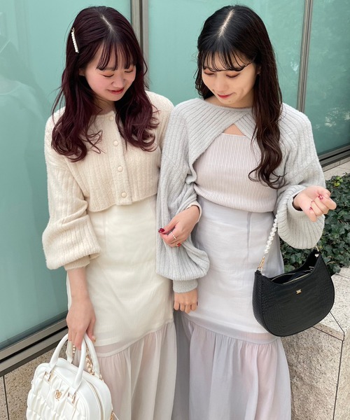 one after another NICE CLAUP(ワンアフターアナザーナイスクラップ)の「マルチWAYフェザーニット2枚セット 2023SS(ニット/セーター・レディース・グレー/アイボリー/モカ・FREE)」の9枚目の写真