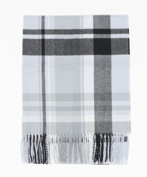 abahouse mavie（アバハウスマヴィ）の「大判ﾁｪｯｸｽﾄｰﾙ（ストール/ショール・レディース・ベージュ/グレー・フリー）」の2枚目の写真