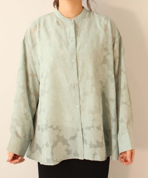 Vince. ★花柄シルクバンドカラーブラウス Vince. ☆花柄シルクバンドカラーブラウス
