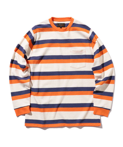 BEAMS PLUS（ビームスプラス）の「BEAMS PLUS / インレーストライプ ポケット Tシャツ（Tシャツ/カットソー・メンズ・ブラック/ブラウン/オレンジ・SMALL/MEDIUM/LARGE/X-LARGE）」の3枚目の写真