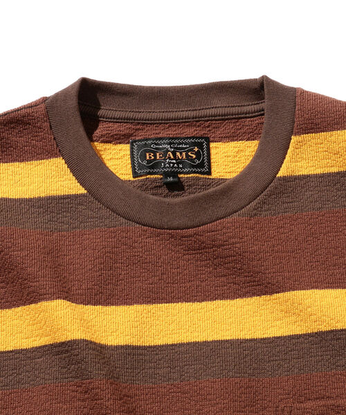 BEAMS PLUS（ビームスプラス）の「BEAMS PLUS / インレーストライプ ポケット Tシャツ（Tシャツ/カットソー・メンズ・ブラック/ブラウン/オレンジ・SMALL/MEDIUM/LARGE/X-LARGE）」の17枚目の写真
