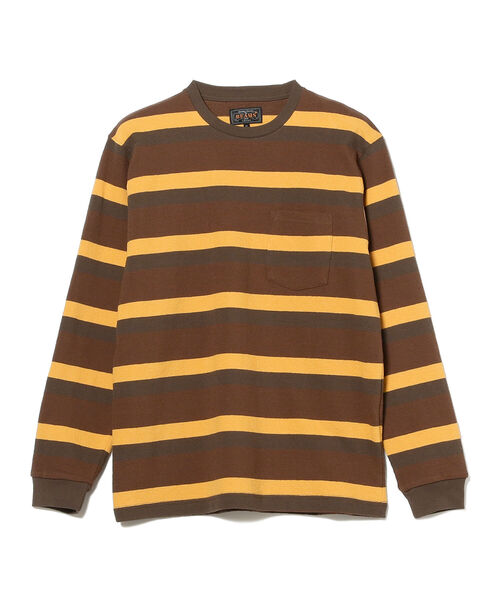 BEAMS PLUS（ビームスプラス）の「BEAMS PLUS / インレーストライプ ポケット Tシャツ（Tシャツ/カットソー・メンズ・ブラック/ブラウン/オレンジ・SMALL/MEDIUM/LARGE/X-LARGE）」の10枚目の写真