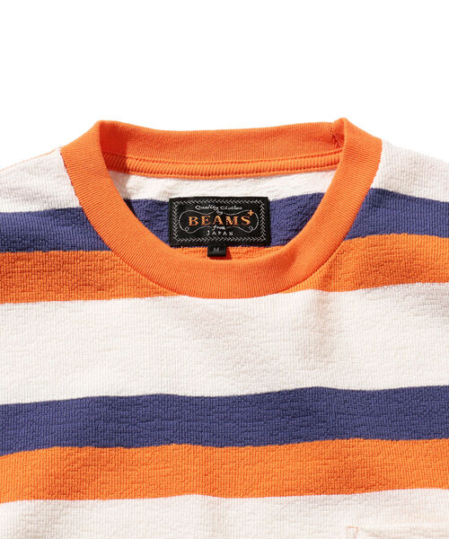 BEAMS PLUS（ビームスプラス）の「BEAMS PLUS / インレーストライプ ポケット Tシャツ（Tシャツ/カットソー・メンズ・ブラック/ブラウン/オレンジ・SMALL/MEDIUM/LARGE/X-LARGE）」の14枚目の写真
