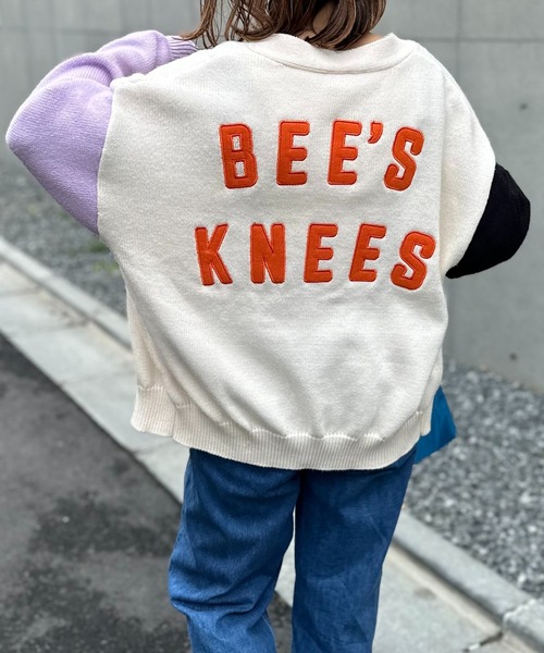 mi via loca（ミヴィアロカ）の「バックロゴアップリケ ニットカーディガン（カーディガン/ボレロ・レディース・オフホワイト/ブラック/ラベンダー/ブラック×ホワイト・FREE）」の6枚目の写真