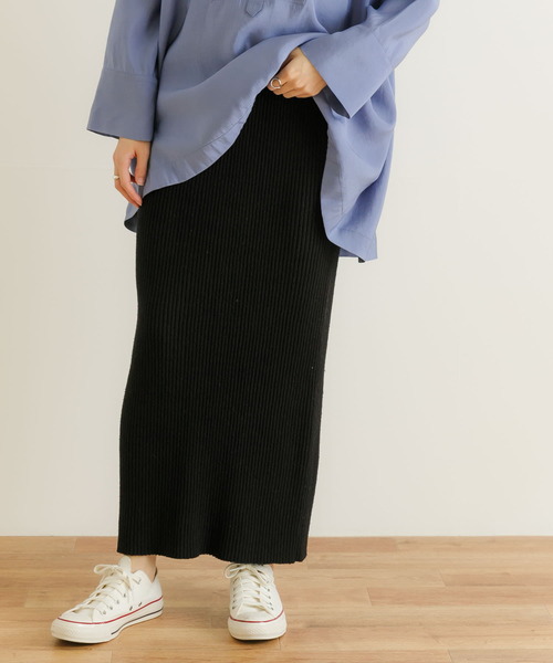 URBAN RESEARCH（アーバンリサーチ）の「シルクネップリブニットスカート（スカート・レディース・ベージュ/ブラック・FREE）」の9枚目の写真