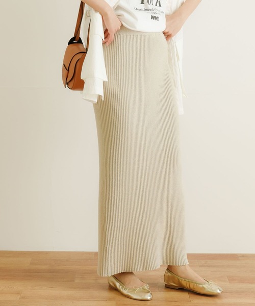 URBAN RESEARCH（アーバンリサーチ）の「シルクネップリブニットスカート（スカート・レディース・ベージュ/ブラック・FREE）」の19枚目の写真