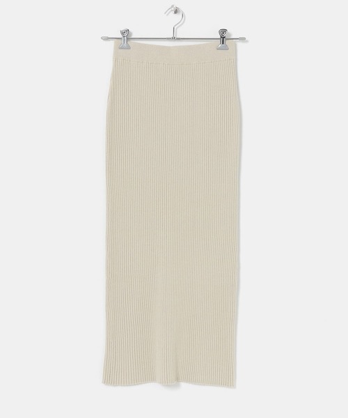 URBAN RESEARCH（アーバンリサーチ）の「シルクネップリブニットスカート（スカート・レディース・ベージュ/ブラック・FREE）」の3枚目の写真
