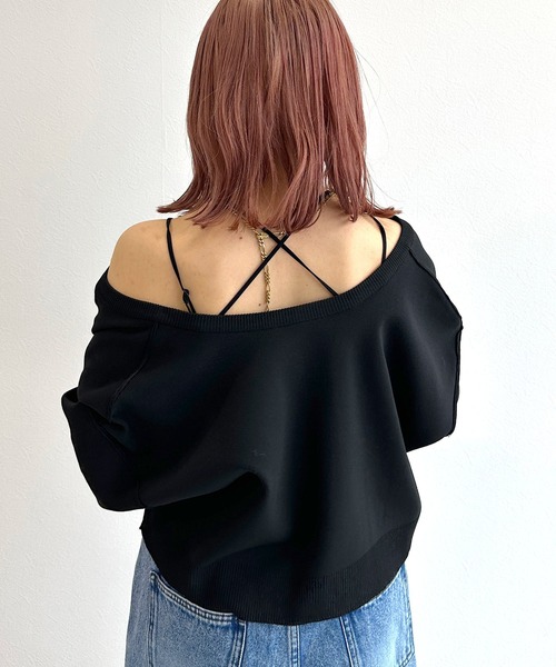 w closet（ダブルクローゼット）の「クロップドカーディガン（カーディガン/ボレロ・レディース・ピンク系/イエロー/グリーン/ブラック/オフホワイト・FREE）」の9枚目の写真