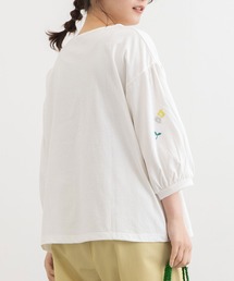 POU DOU DOU | 袖フラワー刺繍プルオーバー(Tシャツ/カットソー)