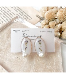 【S.coeuf】【S.coeuf】金属アレルギー対応ピアス お花のオーバル×淡水パール(MA)