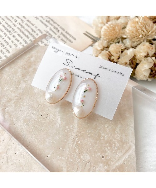 tone(トーン)の「【S.coeuf】【S.coeuf】金属アレルギー対応ピアス お花のオーバル×淡水パール(MA)(ピアス(両耳用)・レディース・ピンク/ブルー・FREE)」の7枚目の写真