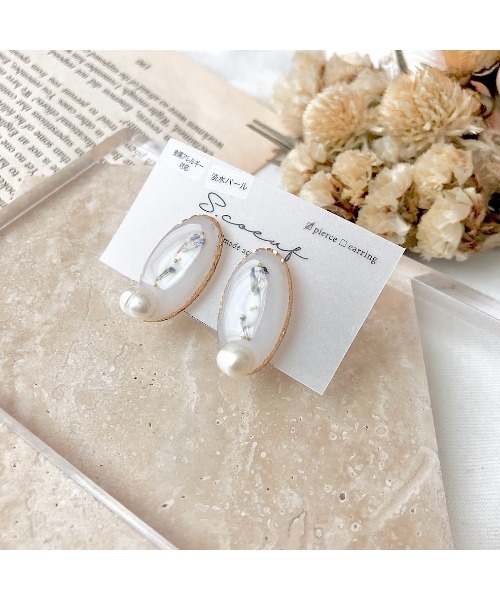 tone(トーン)の「【S.coeuf】【S.coeuf】金属アレルギー対応ピアス お花のオーバル×淡水パール(MA)(ピアス(両耳用)・レディース・ピンク/ブルー・FREE)」の5枚目の写真