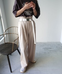 CORNERS | ベルト付きハイウエストツータックワイドパンツ(スラックス)