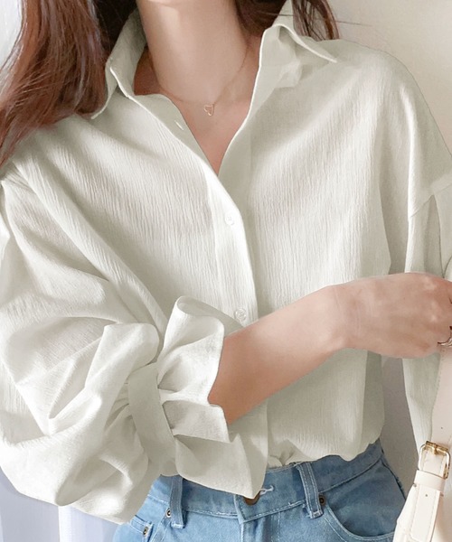 classicalelf（クラシカルエルフ）の「大人にアップデート。綿100％楊柳袖ボリュームシャツ（シャツ/ブラウス・レディース・ライトカーキ/ブルー/ブラック/ホワイト/ベージュ・LARGE/MEDIUM/SMALL/X-LARGE）」の15枚目の写真