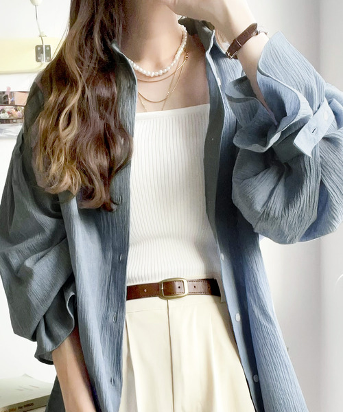 classicalelf（クラシカルエルフ）の「大人にアップデート。綿100％楊柳袖ボリュームシャツ（シャツ/ブラウス・レディース・ライトカーキ/ブルー/ブラック/ホワイト/ベージュ・LARGE/MEDIUM/SMALL/X-LARGE）」の22枚目の写真