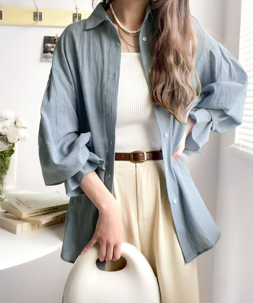 classicalelf（クラシカルエルフ）の「大人にアップデート。綿100％楊柳袖ボリュームシャツ（シャツ/ブラウス・レディース・ライトカーキ/ブルー/ブラック/ホワイト/ベージュ・LARGE/MEDIUM/SMALL/X-LARGE）」の21枚目の写真