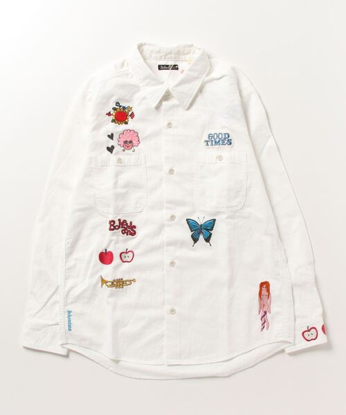 BOHEMIANS(ボヘミアンズ)の「BOHEMIANS/ボヘミアンズ COL DE GOOD TIMES EMB 2POCKET SHIRT(シャツ/ブラウス・レディース・ピンク/ホワイト・S)」の1枚目の写真