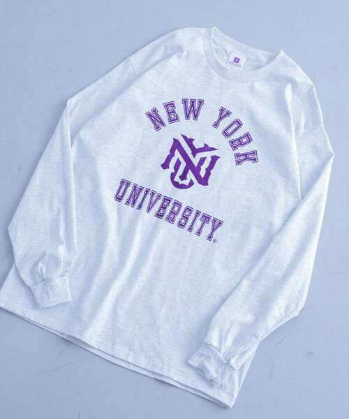 ITEMS URBANRESEARCH(アイテムズ アーバンリサーチ)の「『別注』カレッジロゴプリント ロングスリーブTシャツ(Tシャツ/カットソー・メンズ・ホワイト系その他/ホワイト/ネイビー/オートミール/ブルー系その他/グレー系その他・MEDIUM/LARGE)」の4枚目の写真