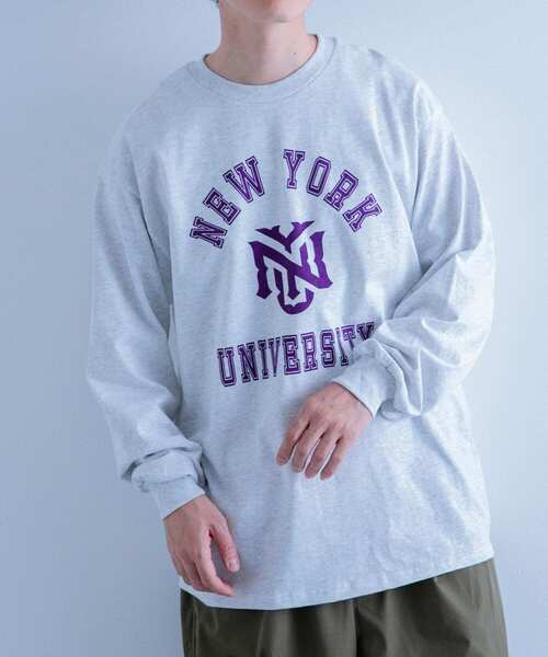 ITEMS URBANRESEARCH(アイテムズ アーバンリサーチ)の「『別注』カレッジロゴプリント ロングスリーブTシャツ(Tシャツ/カットソー・メンズ・ホワイト系その他/ホワイト/ネイビー/オートミール/ブルー系その他/グレー系その他・MEDIUM/LARGE)」の7枚目の写真
