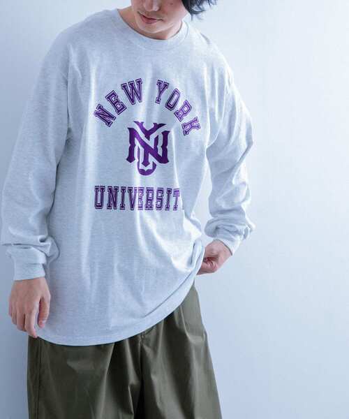 ITEMS URBANRESEARCH(アイテムズ アーバンリサーチ)の「『別注』カレッジロゴプリント ロングスリーブTシャツ(Tシャツ/カットソー・メンズ・ホワイト系その他/ホワイト/ネイビー/オートミール/ブルー系その他/グレー系その他・MEDIUM/LARGE)」の8枚目の写真