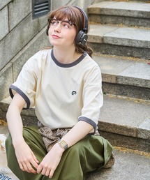 MONO-MART LADY'S | アニマルワンポイント刺繍リンガーTシャツ(Tシャツ/カットソー)