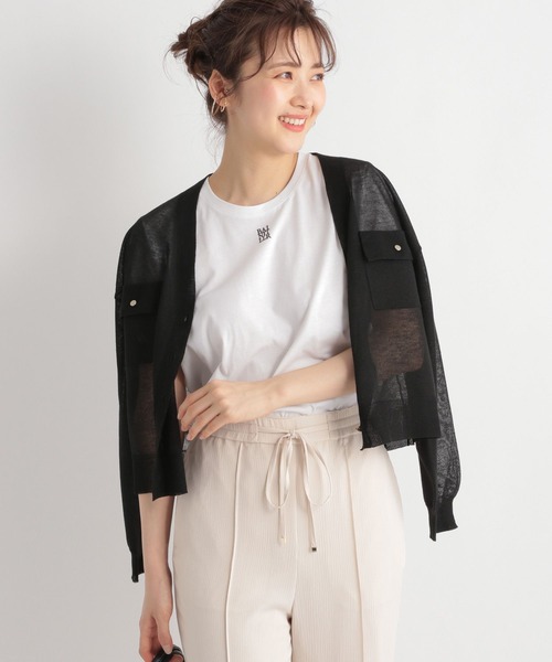 Andemiu（アンデミュウ）の「シアーポケツキカーディガン904564（カーディガン/ボレロ・レディース・ベージュ/オレンジ/ブラック/オフホワイト・FREE）」の9枚目の写真