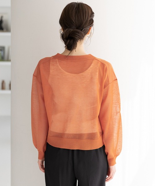 Andemiu（アンデミュウ）の「シアーポケツキカーディガン904564（カーディガン/ボレロ・レディース・ベージュ/オレンジ/ブラック/オフホワイト・FREE）」の12枚目の写真