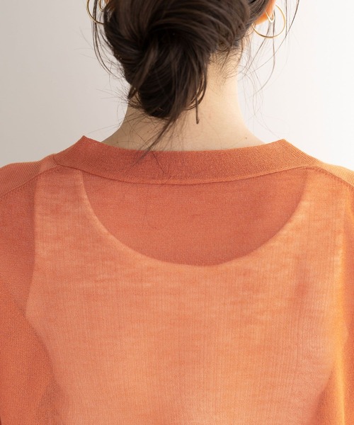 Andemiu（アンデミュウ）の「シアーポケツキカーディガン904564（カーディガン/ボレロ・レディース・ベージュ/オレンジ/ブラック/オフホワイト・FREE）」の13枚目の写真