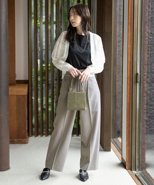 Andemiu（アンデミュウ）の「シアーポケツキカーディガン904564（カーディガン/ボレロ・レディース・ベージュ/オレンジ/ブラック/オフホワイト・FREE）」の21枚目の写真