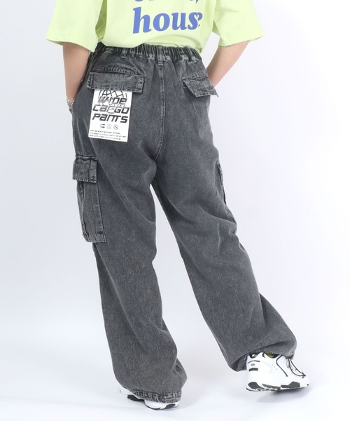 Salong hameu(サロン ハミュー)の「ケミカルウォッシュデニムワイドカーゴパンツ メンズ レディース ユニセックス(カーゴパンツ・メンズ・ブラック系その他/ケミカルウォッシュ・M/L)」の8枚目の写真