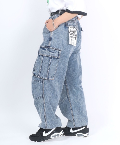 Salong hameu(サロン ハミュー)の「ケミカルウォッシュデニムワイドカーゴパンツ メンズ レディース ユニセックス(カーゴパンツ・メンズ・ブラック系その他/ケミカルウォッシュ・M/L)」の11枚目の写真