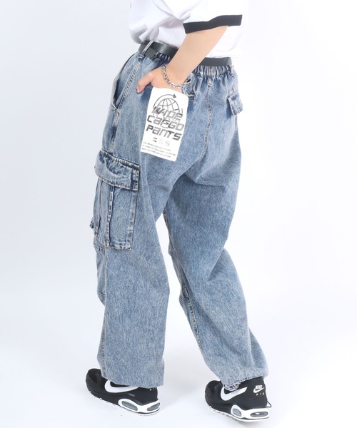 Salong hameu(サロン ハミュー)の「ケミカルウォッシュデニムワイドカーゴパンツ メンズ レディース ユニセックス(カーゴパンツ・メンズ・ブラック系その他/ケミカルウォッシュ・M/L)」の14枚目の写真
