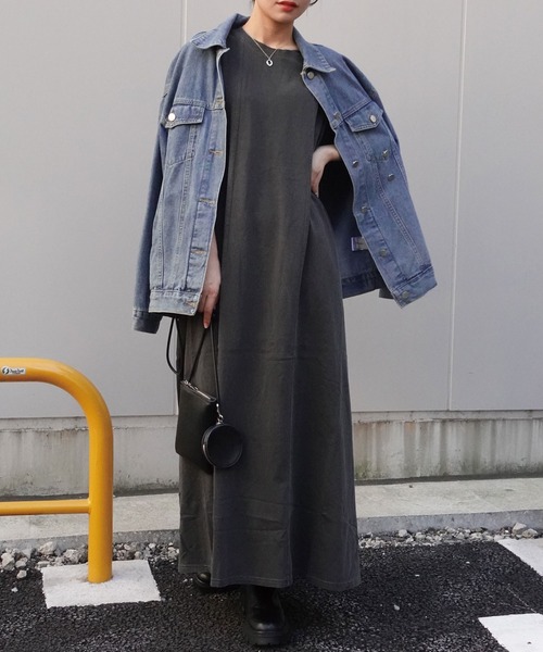 切り替えデザインノースリーブロングワンピース（ワンピース