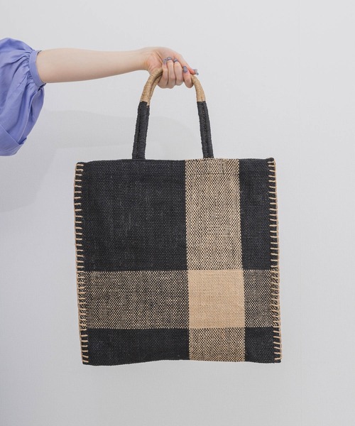 KATHARINE ROSS（キャサリンロス）の「【KATHARINE ROSS】TARANGO JUTE チェック/ストライプ（かごバッグ・レディース・ブラック/オレンジ/ライトブルー・MEDIUM）」の2枚目の写真