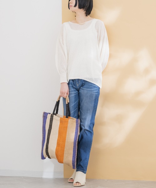 KATHARINE ROSS（キャサリンロス）の「【KATHARINE ROSS】TARANGO JUTE チェック/ストライプ（かごバッグ・レディース・ブラック/オレンジ/ライトブルー・MEDIUM）」の10枚目の写真