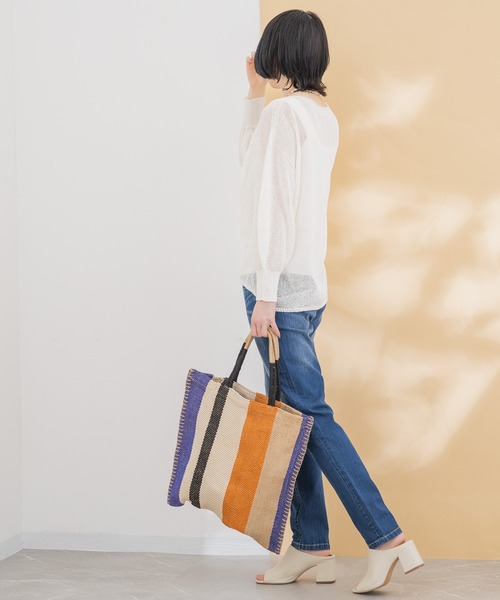 KATHARINE ROSS（キャサリンロス）の「【KATHARINE ROSS】TARANGO JUTE チェック/ストライプ（かごバッグ・レディース・ブラック/オレンジ/ライトブルー・MEDIUM）」の21枚目の写真