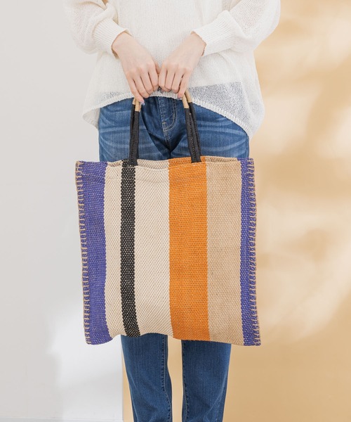 KATHARINE ROSS（キャサリンロス）の「【KATHARINE ROSS】TARANGO JUTE チェック/ストライプ（かごバッグ・レディース・ブラック/オレンジ/ライトブルー・MEDIUM）」の16枚目の写真
