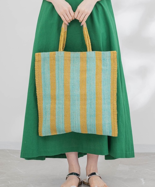 KATHARINE ROSS（キャサリンロス）の「【KATHARINE ROSS】TARANGO JUTE チェック/ストライプ（かごバッグ・レディース・ブラック/オレンジ/ライトブルー・MEDIUM）」の22枚目の写真