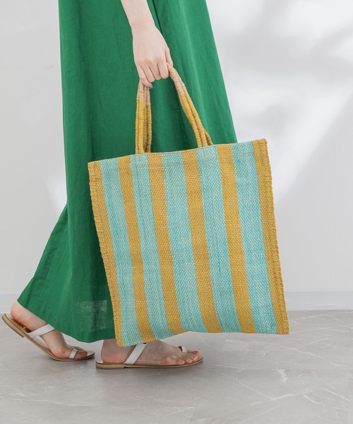 KATHARINE ROSS（キャサリンロス）の「【KATHARINE ROSS】TARANGO JUTE チェック/ストライプ（かごバッグ・レディース・ブラック/オレンジ/ライトブルー・MEDIUM）」の5枚目の写真