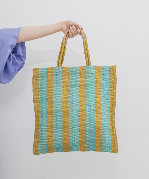 KATHARINE ROSS（キャサリンロス）の「【KATHARINE ROSS】TARANGO JUTE チェック/ストライプ（かごバッグ・レディース・ブラック/オレンジ/ライトブルー・MEDIUM）」の8枚目の写真