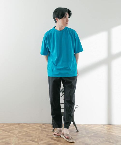 ITEMS URBANRESEARCH（アイテムズ アーバンリサーチ）の「『UR TECH ひやサラクール』 ライトポンチ トップス（Tシャツ/カットソー・メンズ・グリーン/ブラック/グレー系その他/オフホワイト/ブルー・LARGE/MEDIUM/SMALL/X-LARGE）」の8枚目の写真