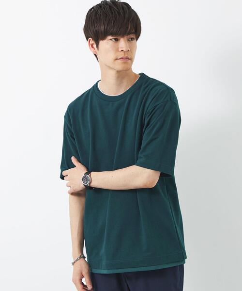 green label relaxing（グリーンレーベルリラクシング）の「フェイクレイヤード クルーネック Tシャツ（Tシャツ/カットソー・メンズ・ライトグレー/ダークグリーン/ネイビー・S/M/L/XL）」の2枚目の写真