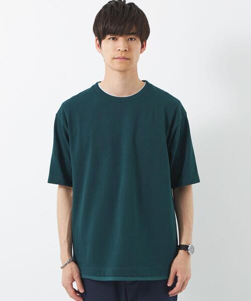 green label relaxing（グリーンレーベルリラクシング）の「フェイクレイヤード クルーネック Tシャツ（Tシャツ/カットソー・メンズ・ライトグレー/ダークグリーン/ネイビー・S/M/L/XL）」の6枚目の写真