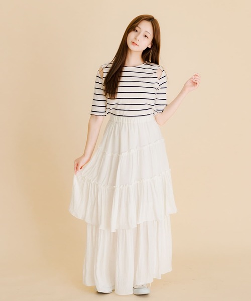 セール】ランダムティアードロングスカート（スカート）｜HEYUMM
