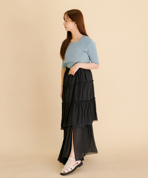 美品✨ ランダムティアード ロングブラウスイエロー 楽天市場】ランダムティアードスカート 贅沢なボリューム感が